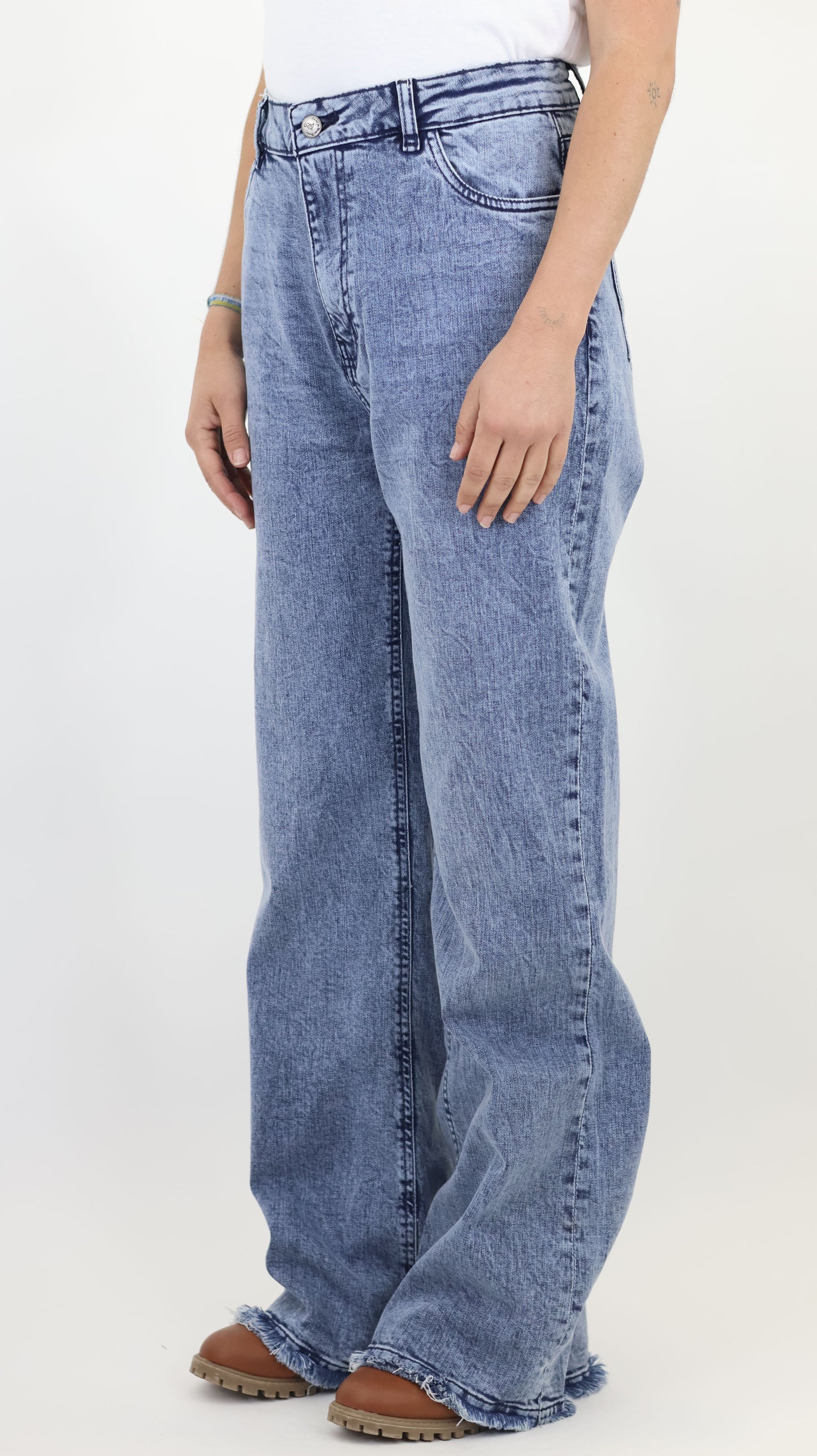 W4 Melbourne Women’s Baggy Fit Flare Jeans Bottom Fringes