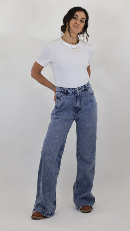 W4 Melbourne Women’s Baggy Fit Flare Jeans Bottom Fringes