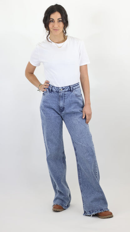 W4 Melbourne Women’s Baggy Fit Flare Jeans Bottom Fringes