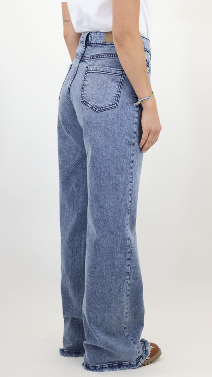 W4 Melbourne Women’s Baggy Fit Flare Jeans Bottom Fringes