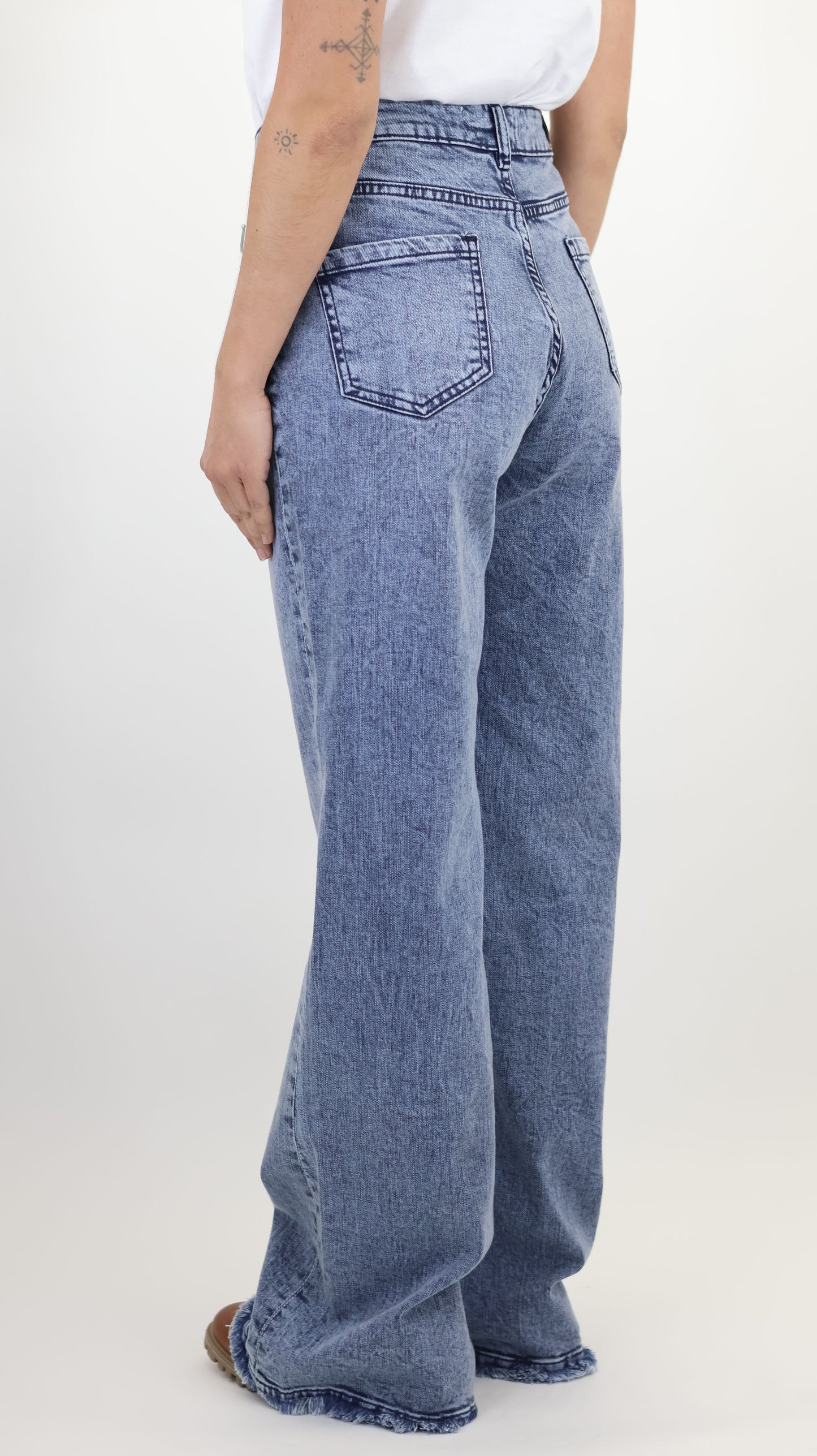 W4 Melbourne Women’s Baggy Fit Flare Jeans Bottom Fringes